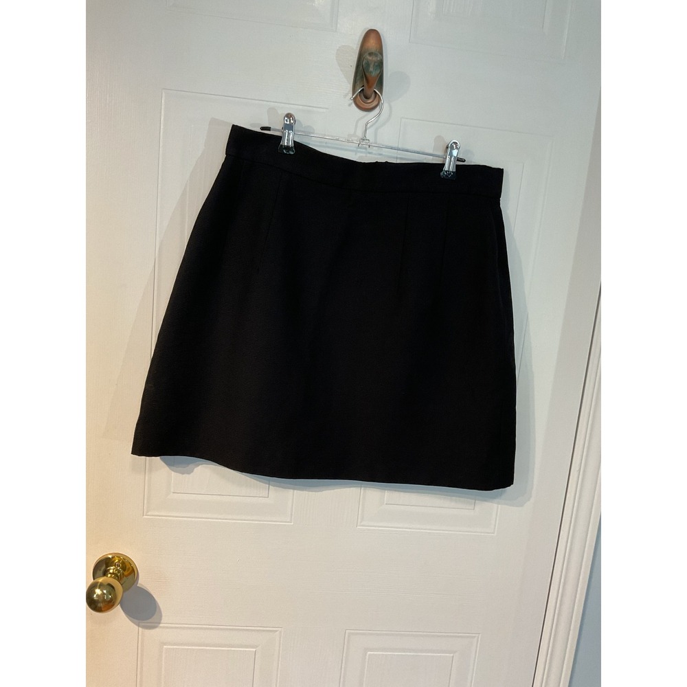 Zara Mini Skirt Womens Large Black Excellent Textured A-Line Zip Back